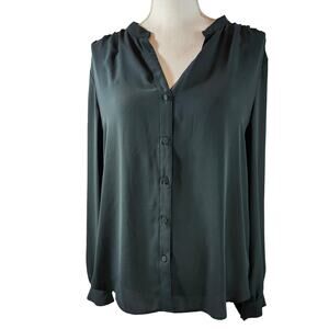 Ann Taylor Women's Green Button Up Longsleeve Blouse Size Large